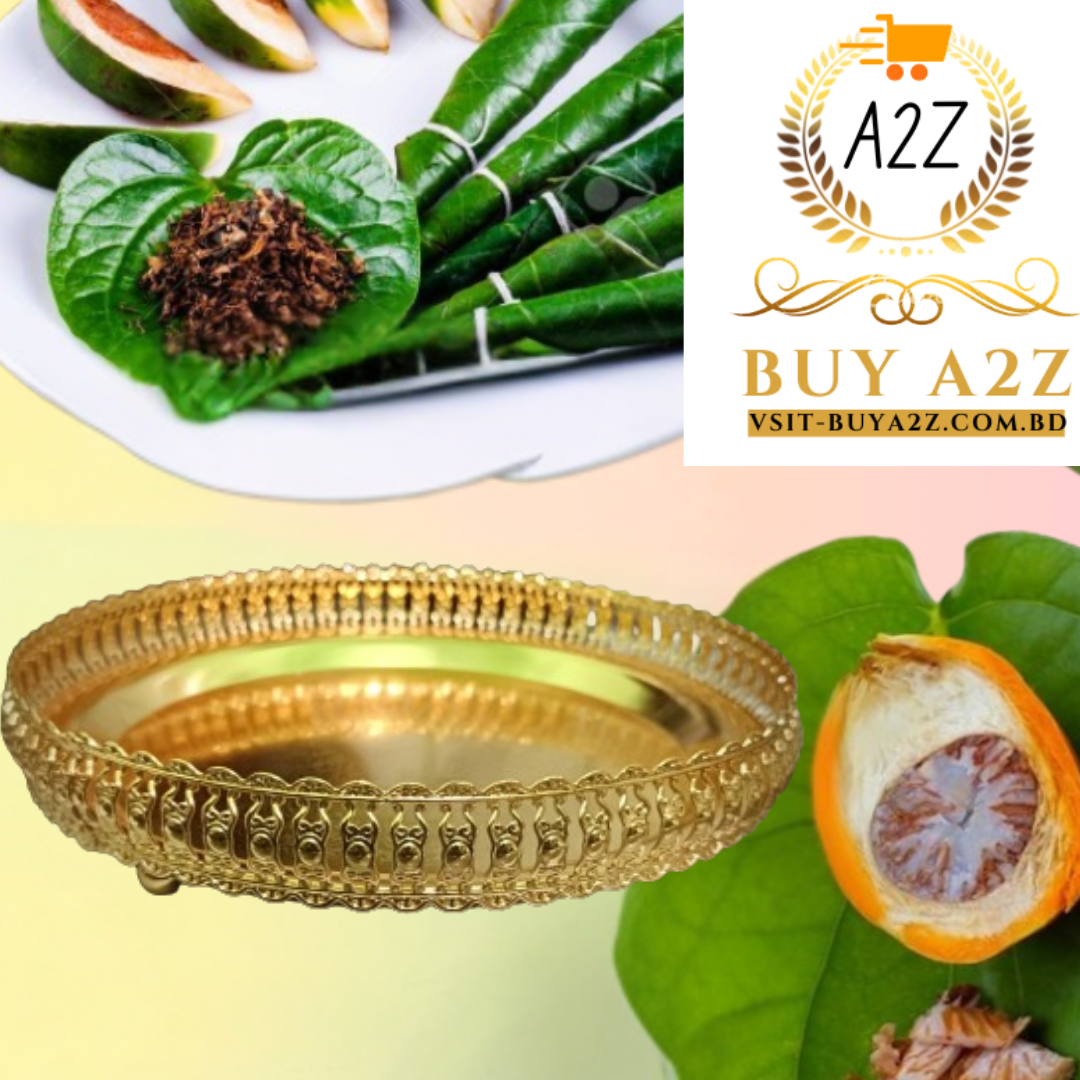 Beautiful SS Golden Steel Pandan serving tray - পানদান - Image 1