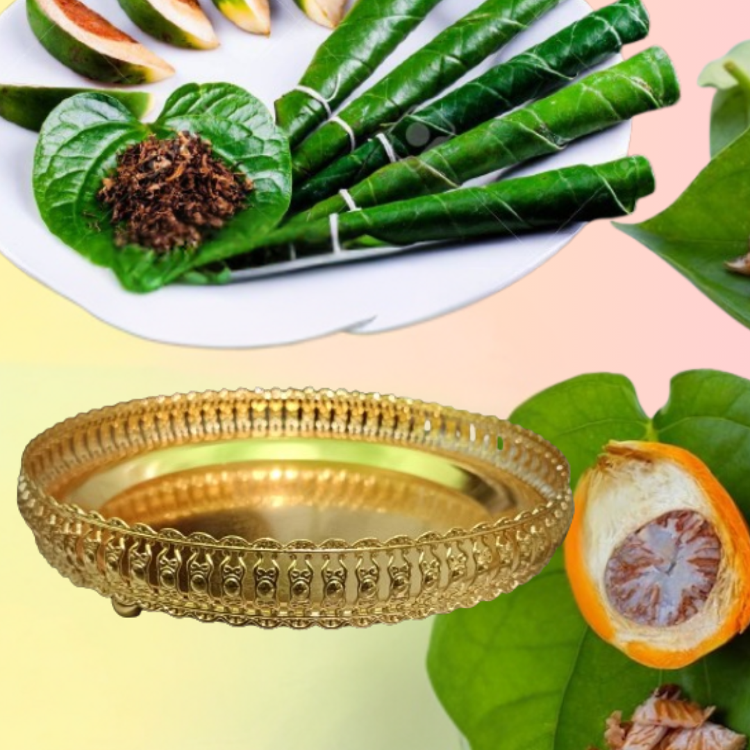 Beautiful SS Golden Steel Pandan serving tray - পানদান - Image 2
