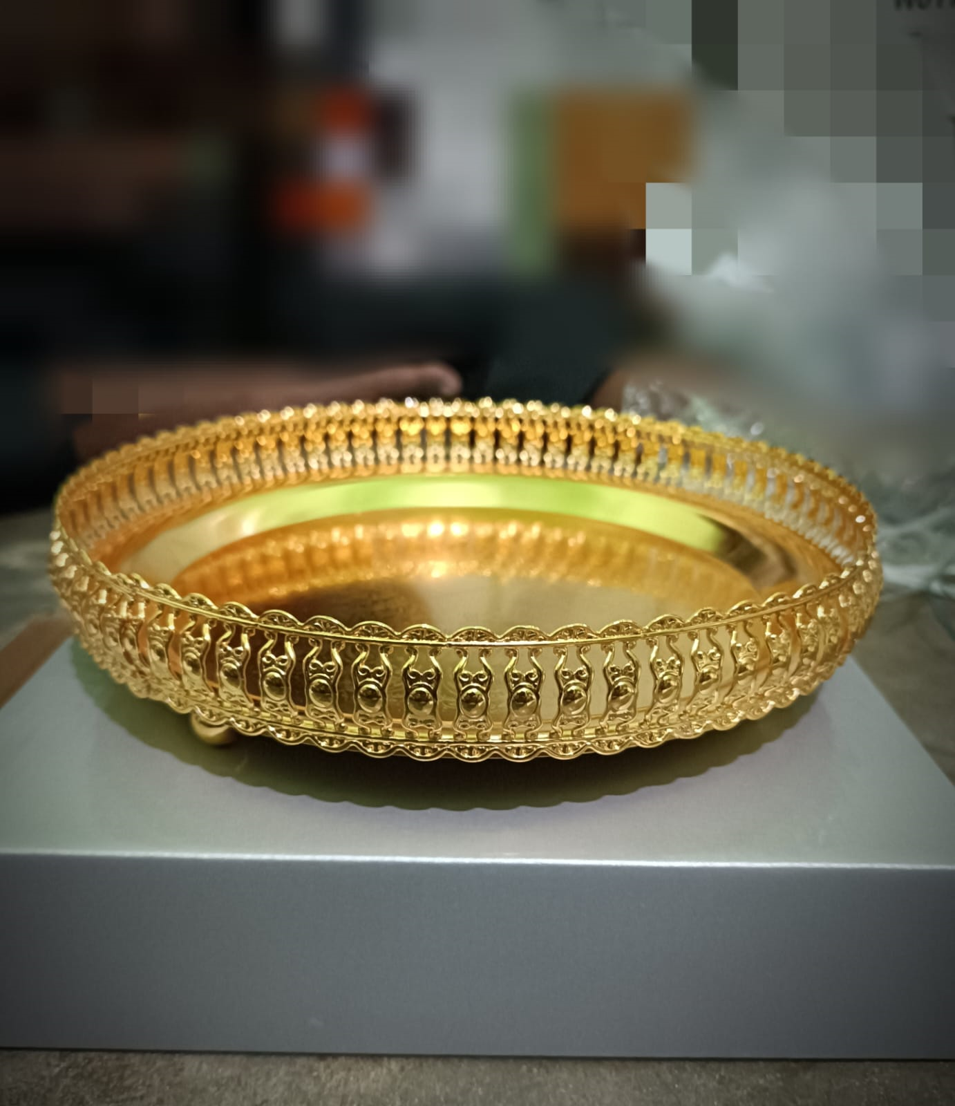 Beautiful SS Golden Steel Pandan serving tray - পানদান - Image 3