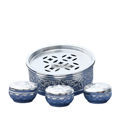 Paner Bata Pandan Sets Khandani Paner Box Betel Leaf Bowl Set - With 3 Pots Experience Traditional Betel Leaf Serving-পানদান - Image 4