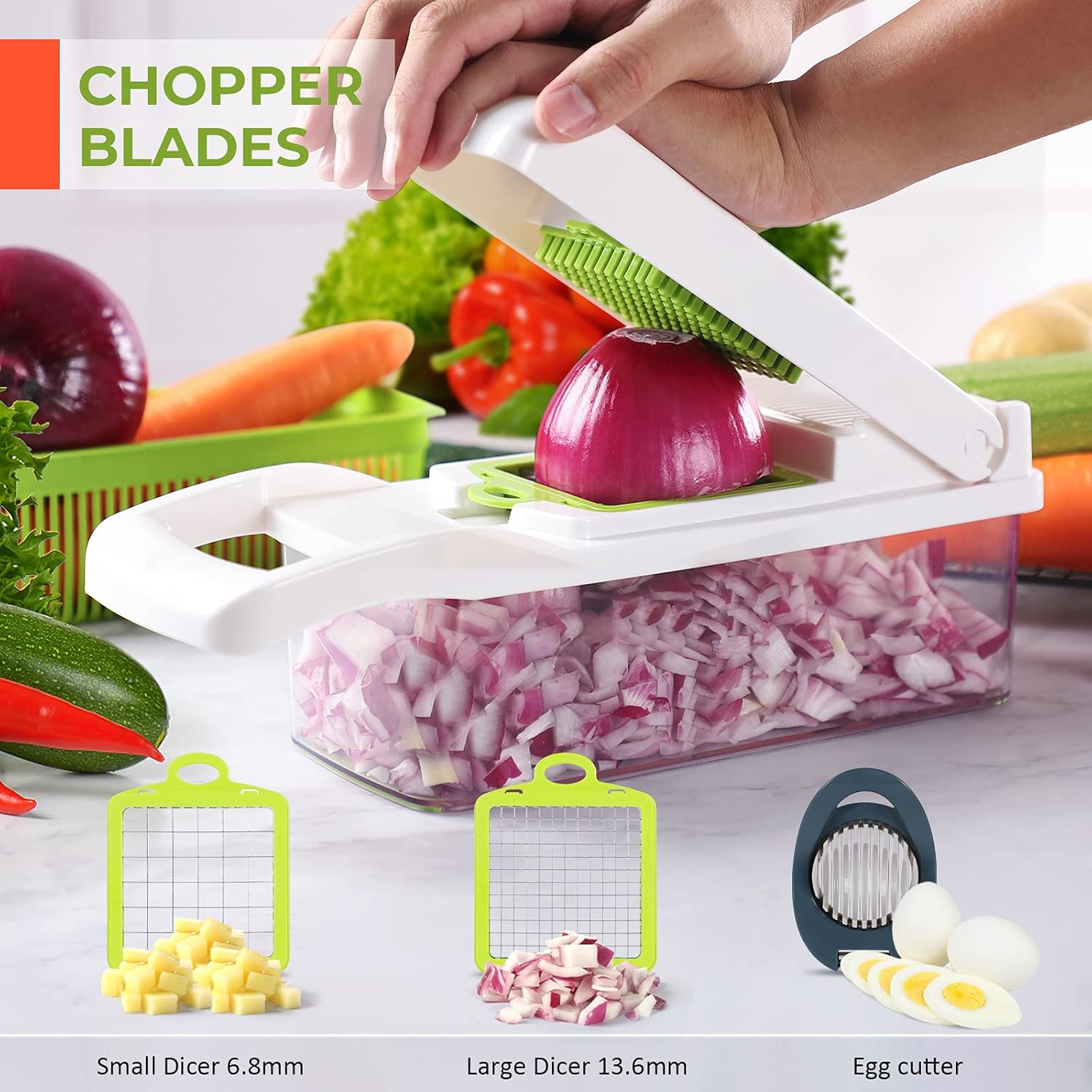 Nicer Dicer 15-in-1 Multifunctional Vegetable & Fruit Chopper with Stainless Steel Blades_img_2