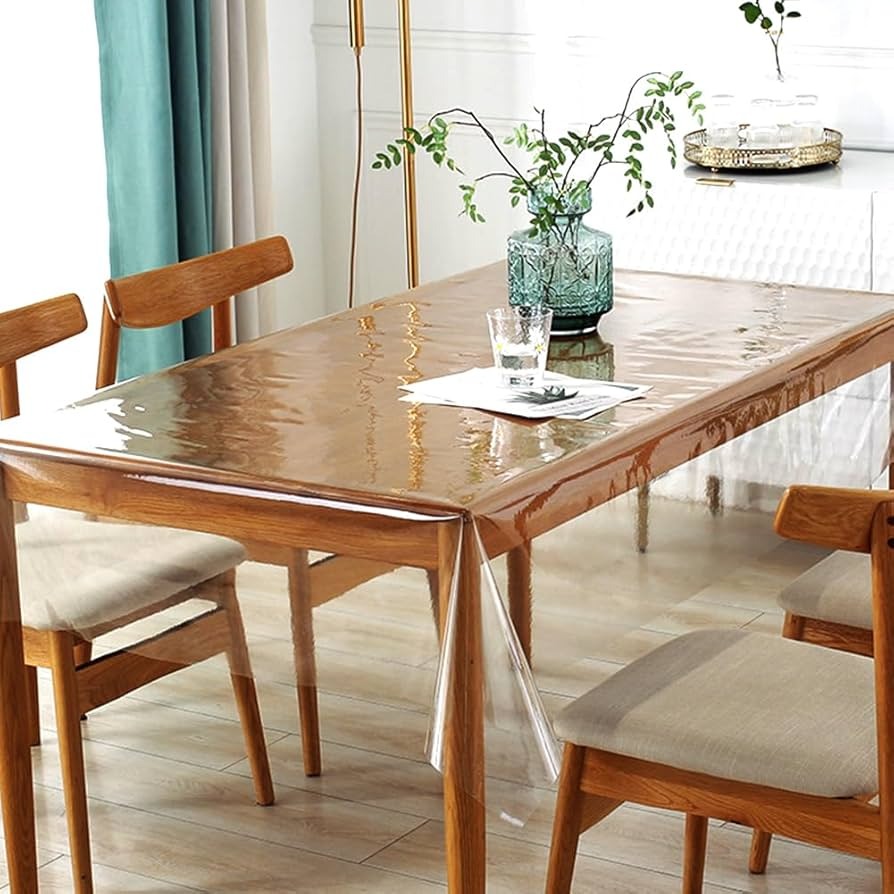 PVC 1.6mm Transparent Clear Dining Table Cover mat / Cloth Waterproof Protector - For 6 Chair ( 7 fit by 4.7 fit ) - Image 1