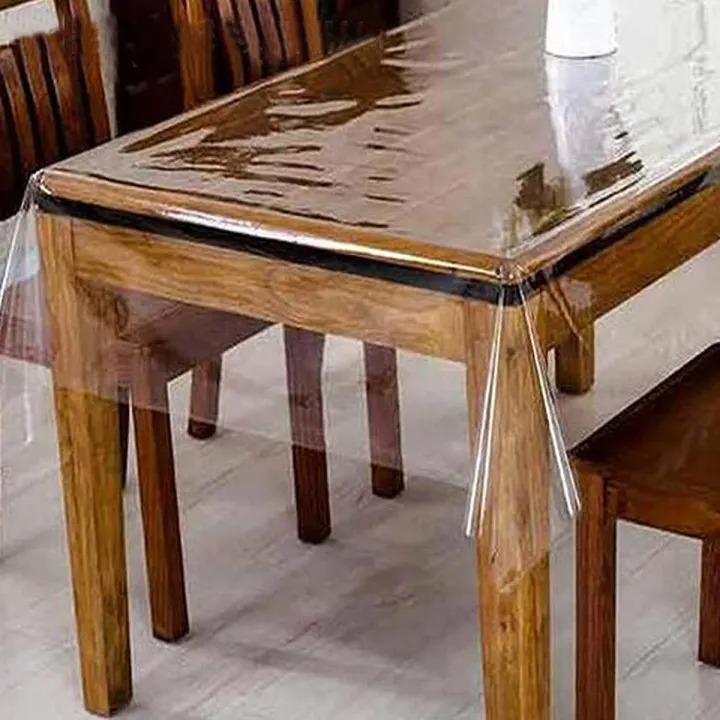 PVC 12mm 6 seater Waterproof Oilproof Thin Soft PVC Table Cloth Transparent Tablecloth -84x54 inch - Image 1