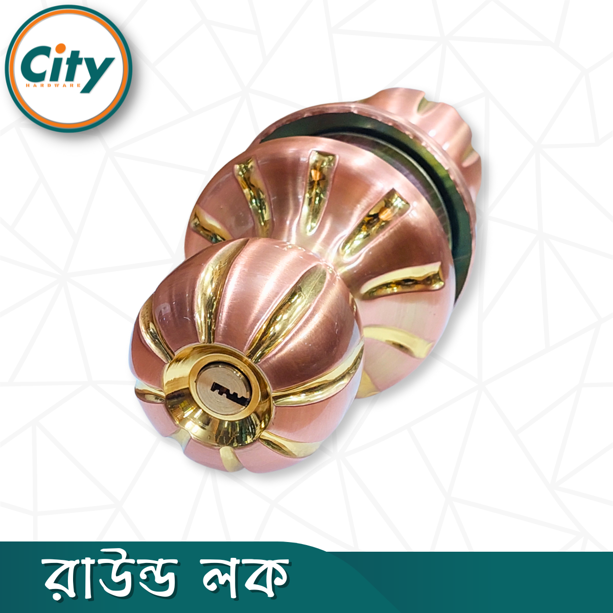 প্রিমিয়াম গুণমানের রাউন্ড লক রোজ গোল্ড রঙের নতুন মডেলের রাউন্ড লক সর্বজনীন কাঠের দরজার লক_img_2