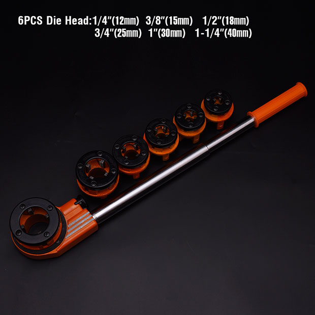 Harden 9Pcs Pipe Threading Set Manual Pipes Threading Tool with Plastic Box 600871_img_1