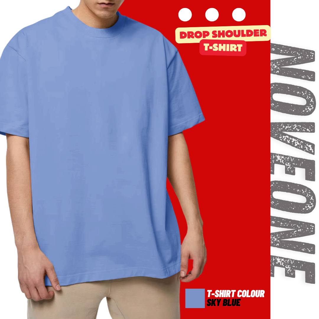 Sky Blue - Drop Shoulder T-shirt for Men