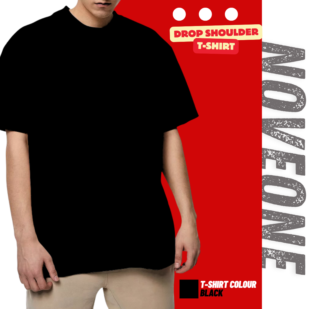 Black - Drop Shoulder T-shirt for Men