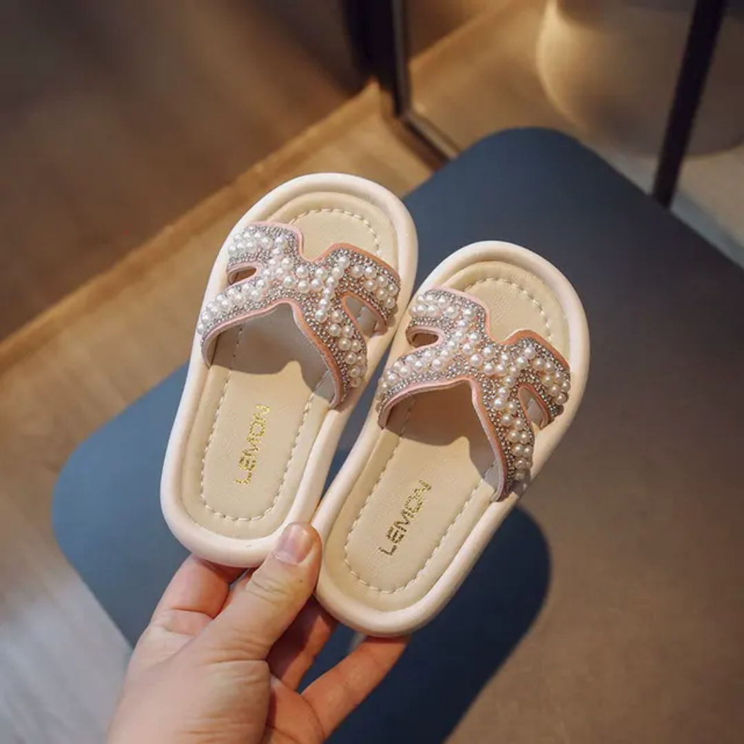 Baby Girls Summer Rhinestone Pearl Oxford Slippers Beach Sandal (18 months to 3 years)_img_3