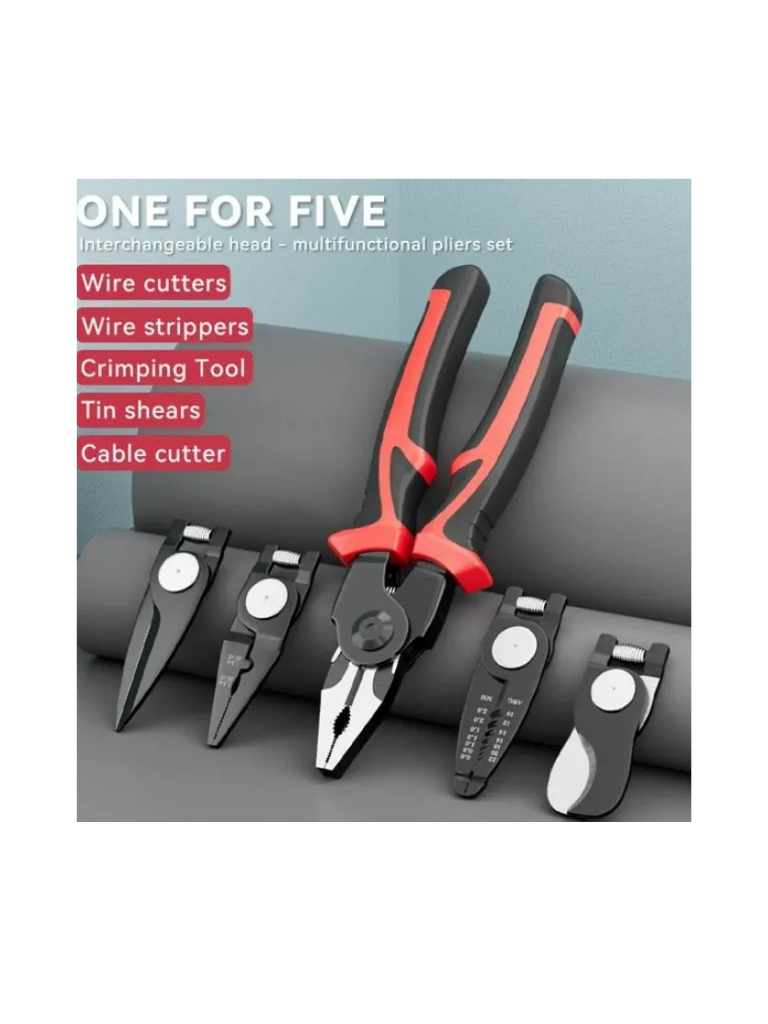 Multifunctional Electrician Pliers 5 in 1 Replaceable Wire Stripping Pliers Wire Cutting Needle Nosed Pliers Special Tools