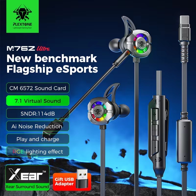 Plextone M762 Ultra Ai Type-C Gaming Earphones And Charge_img_1