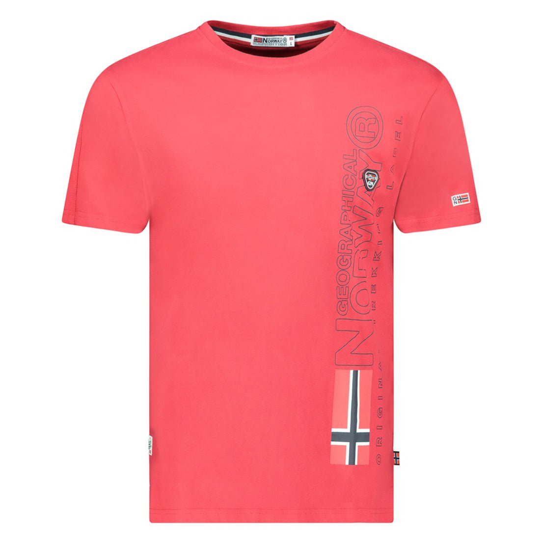 Men's T-Shirt Short Sleeve with Red Flag
