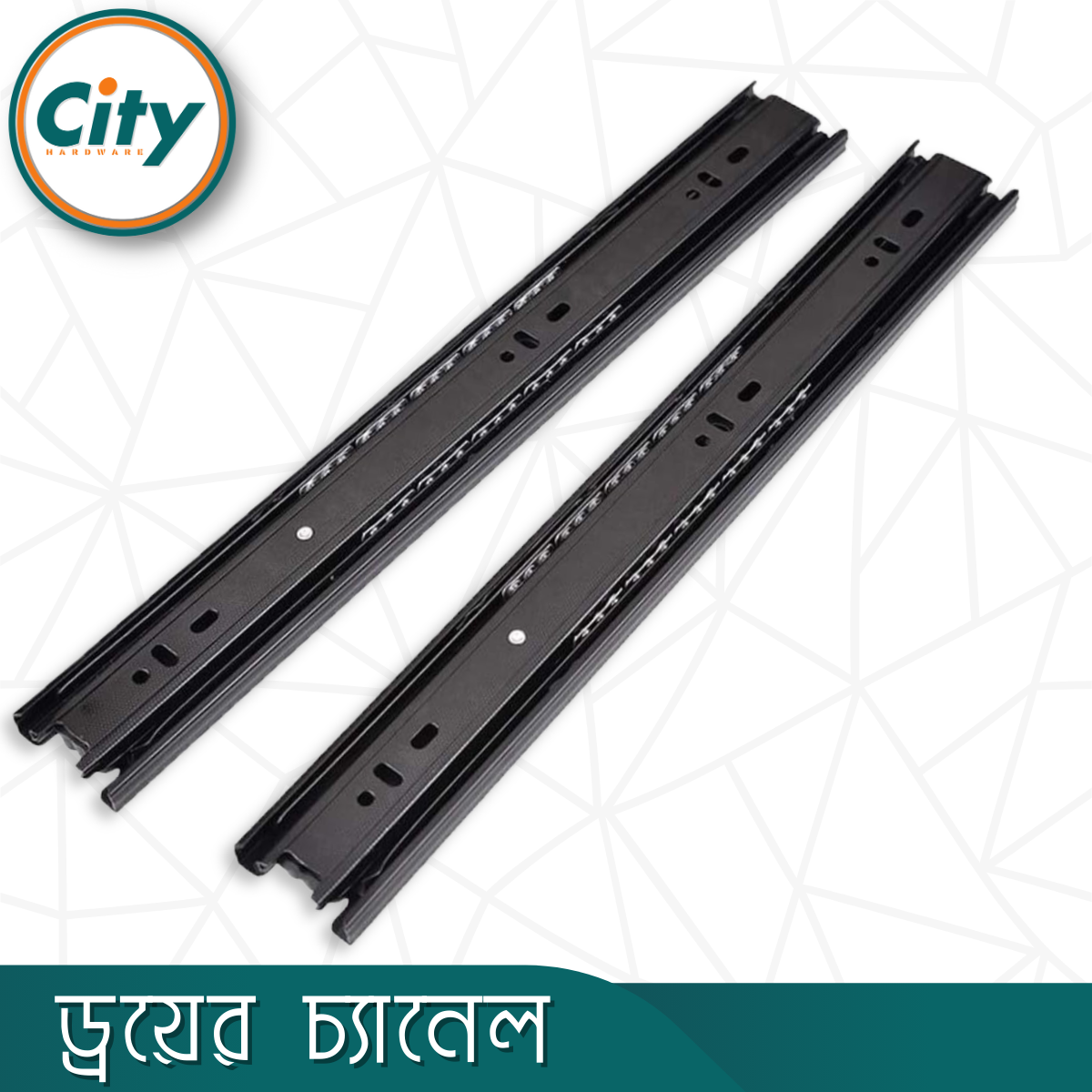 ১ জোড়া ড্রয়ার চ্যানেল বল বিয়ারিং স্লাইডার কালো ৩ পার্ট Drawer Channel_img_2