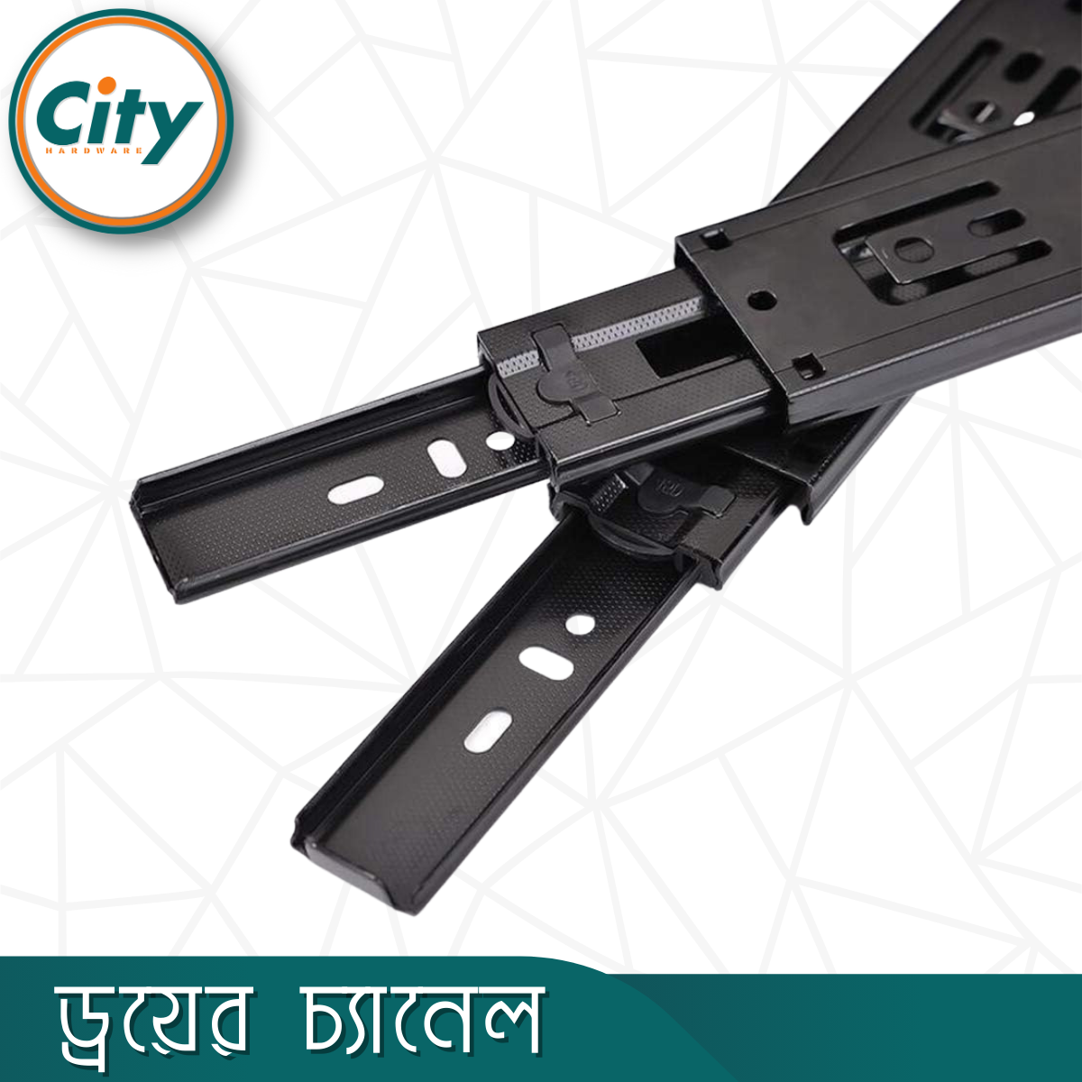 ১ জোড়া ড্রয়ার চ্যানেল বল বিয়ারিং স্লাইডার কালো ৩ পার্ট Drawer Channel_img_4