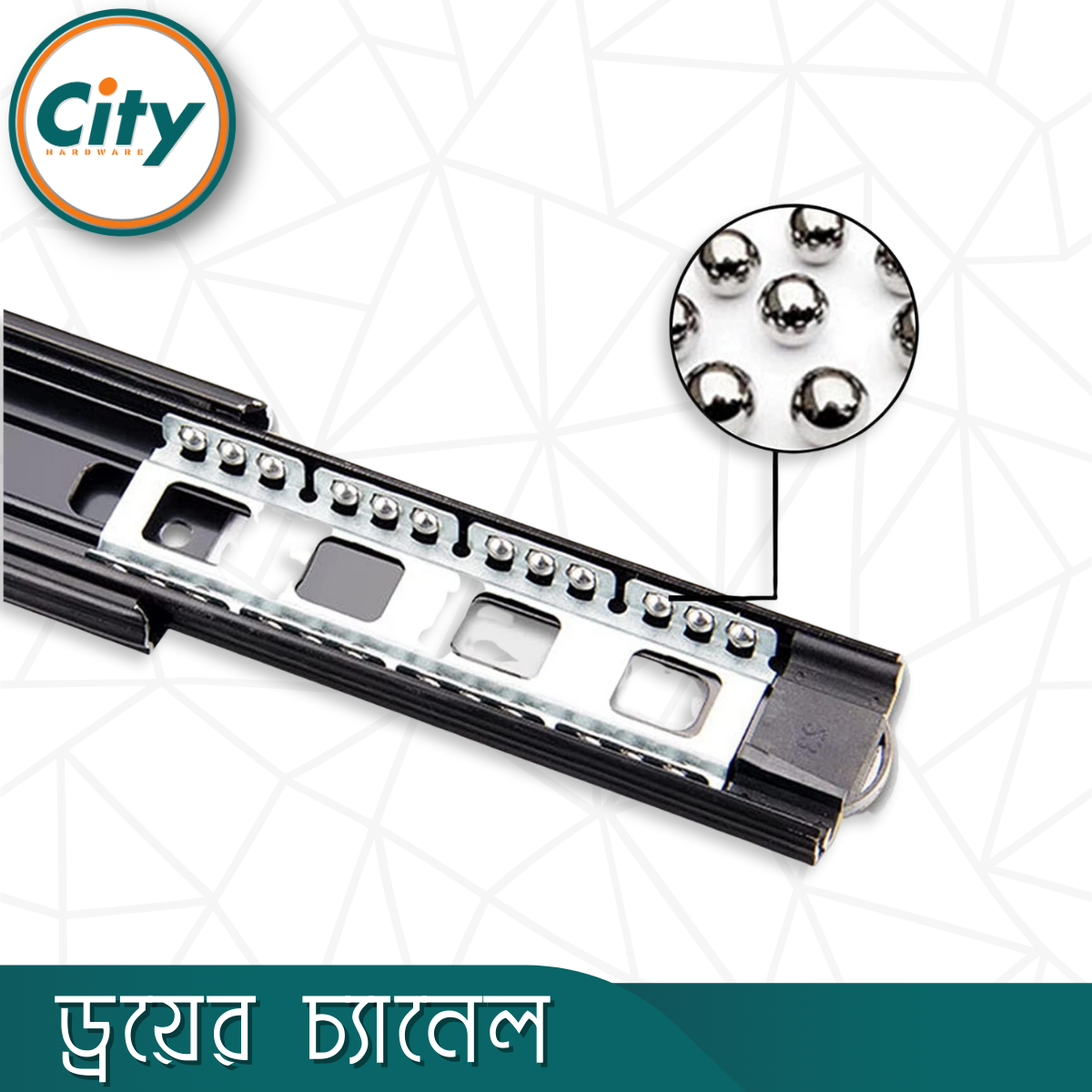 ১ জোড়া ড্রয়ার চ্যানেল বল বিয়ারিং স্লাইডার কালো ৩ পার্ট Drawer Channel_img_5