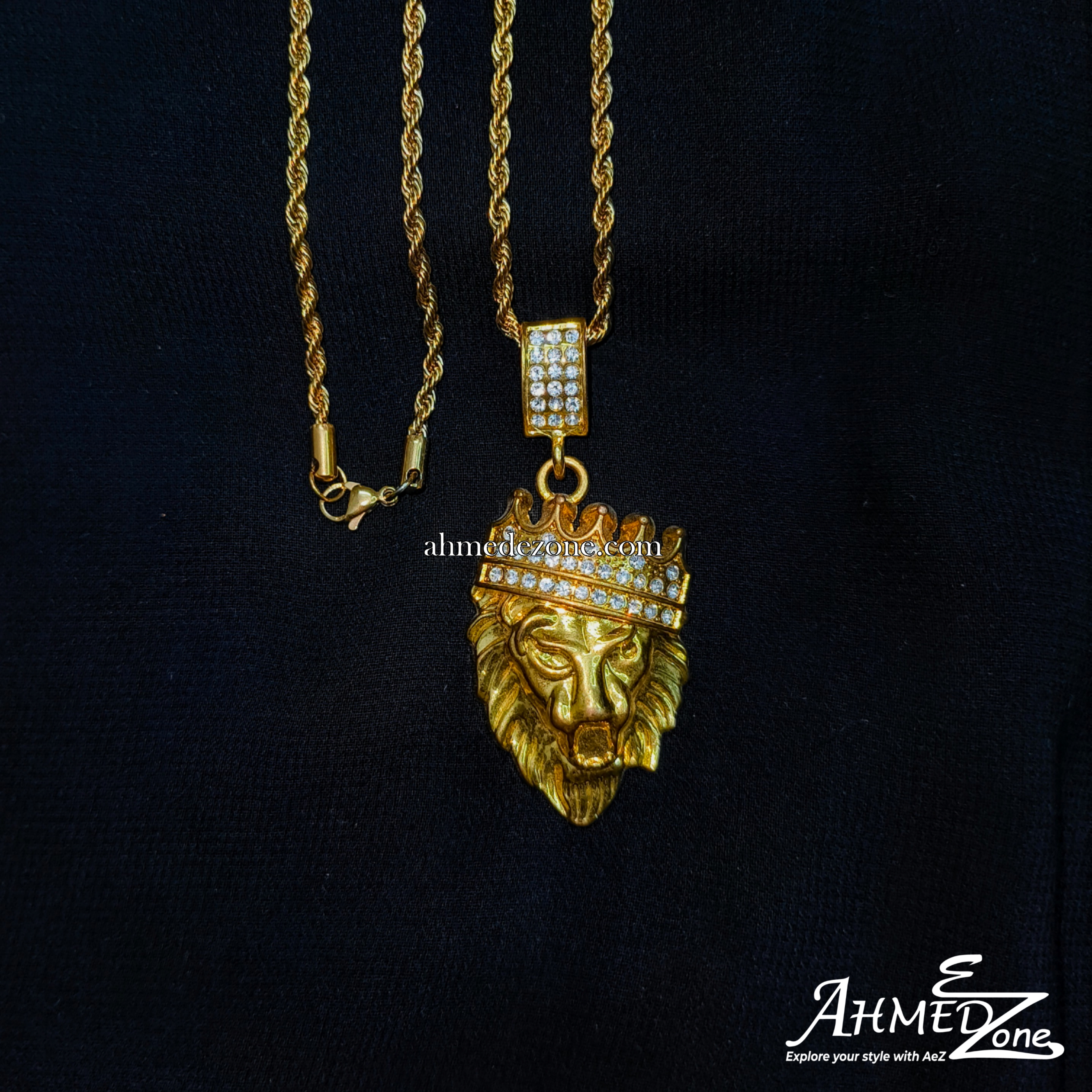 Hip Hop Lion Iced Locket Golden Color