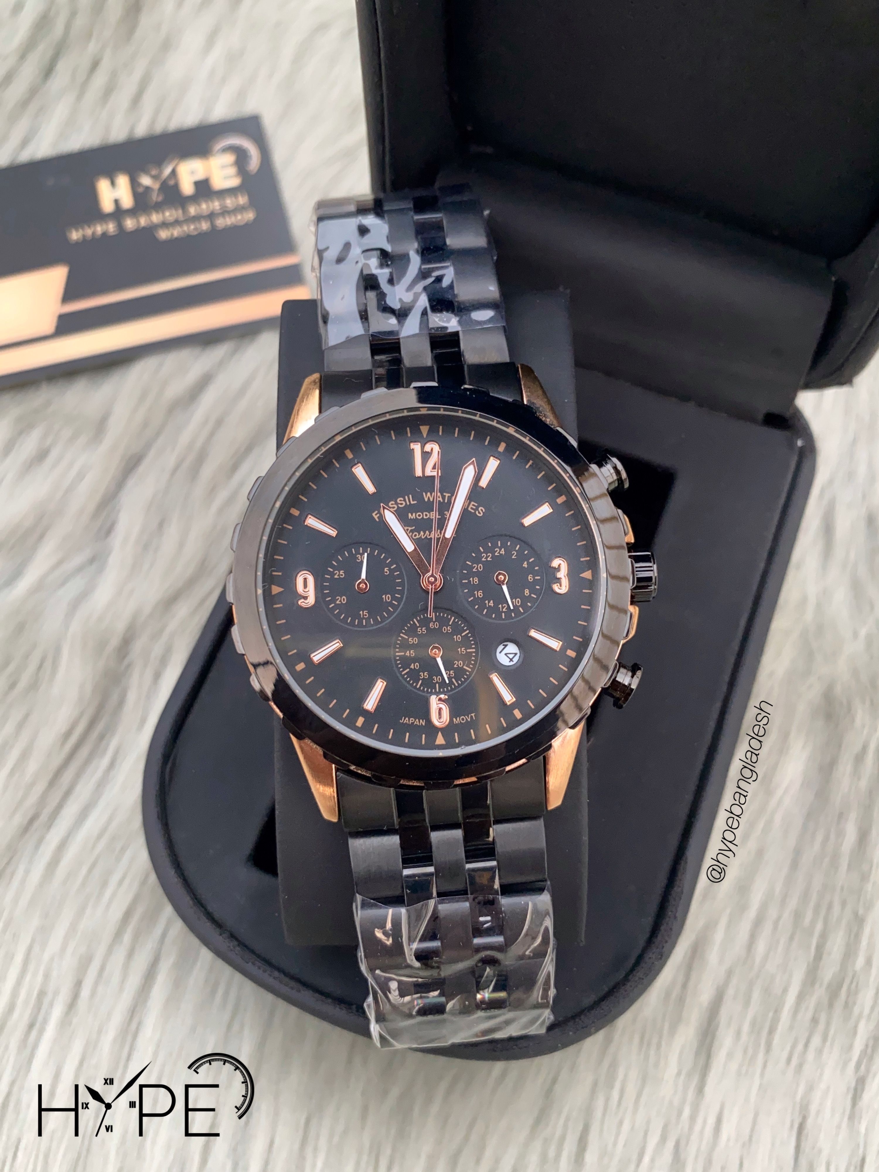F0SSIL Chronograph (Black-Rosegold)