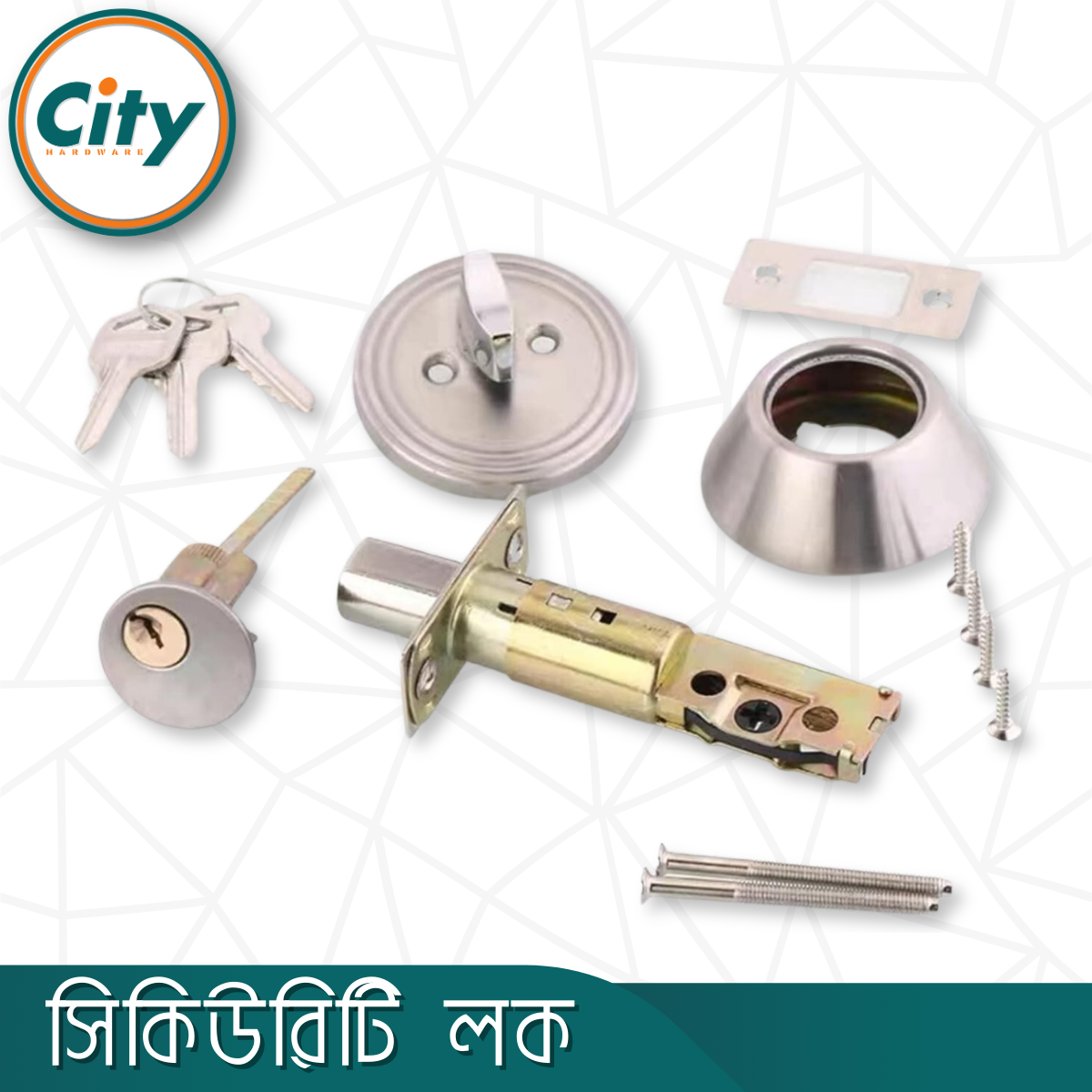 সিকিউরিটি লক ওয়ান সাইড কী ওয়ান সাইড নব সিস্টেম সিঙ্গল সিলিন্ডার ডেডবোল্ট লক দরজার লক এস এস কালার ডোর লক_img_3
