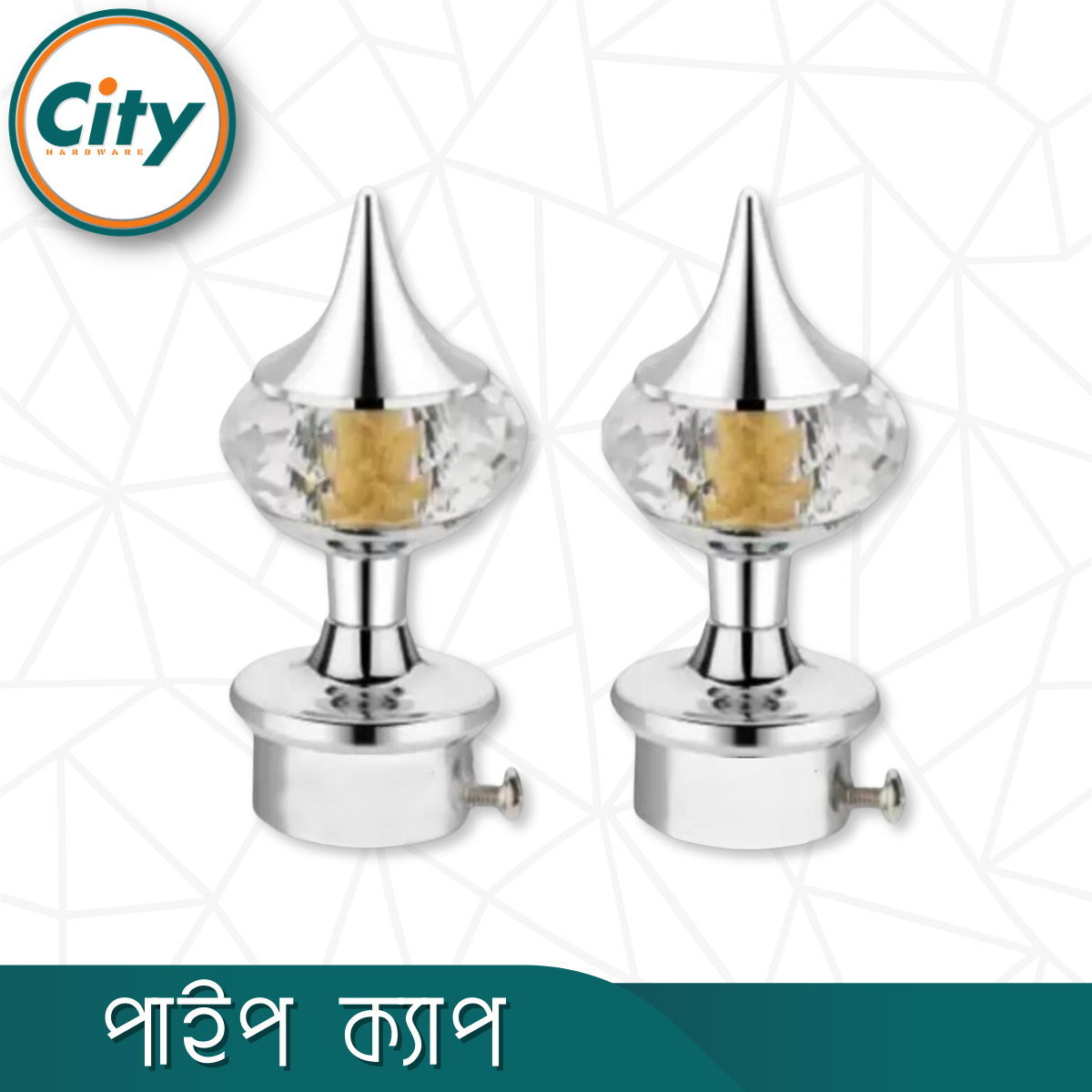 ১ জোড়া (২ পিস) সিপি পালিশ করা ক্রিস্টাল মিনার পর্দার পাইপ কভার পাইপ ক্যাপ ১ ইঞ্চি পাইপের জন্য পর্দা সজ্জা মিনার_img_1