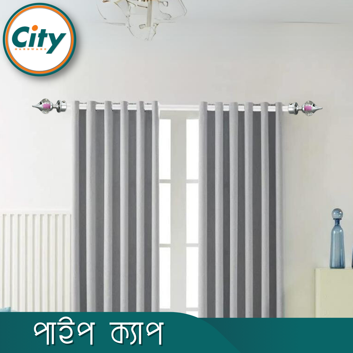 ১ জোড়া (২ পিস) সিপি পালিশ করা ক্রিস্টাল মিনার পর্দার পাইপ কভার পাইপ ক্যাপ ১ ইঞ্চি পাইপের জন্য পর্দা সজ্জা মিনার_img_6