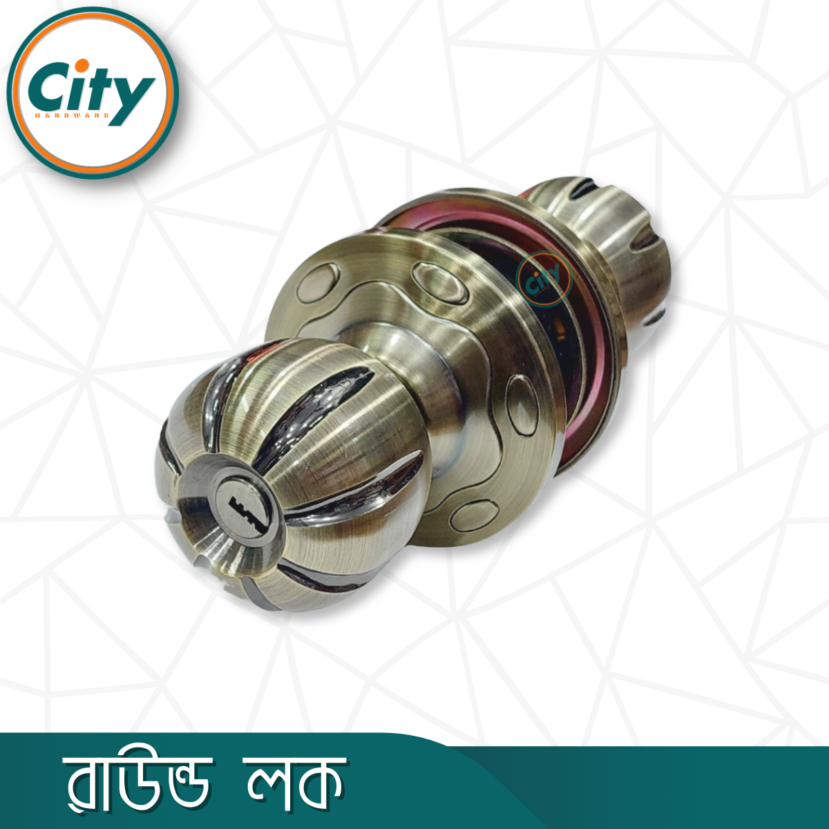 প্রিমিয়াম মানের রাউন্ড লক উচ্চ সুরক্ষা অ্যান্টিক ব্রাস পালিশ করা রাউন্ড লক কাঠের দরজার লক_img_2