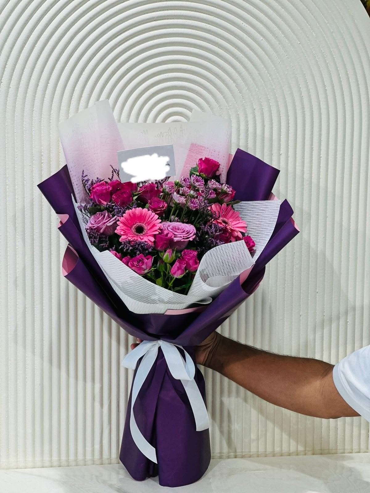 Pink and purple mix hand bouquet
