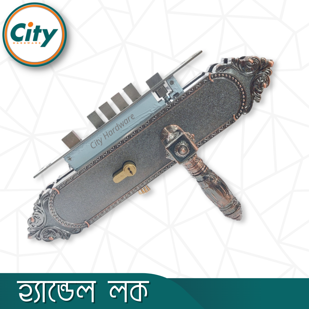 উচ্চ সুরক্ষার বড় আকারের হ্যান্ডেল লক অতিরিক্ত নব সহ প্রধান দরজার জন্য অ্যান্টিক রঙের দরজার লক Door Lock_img_3