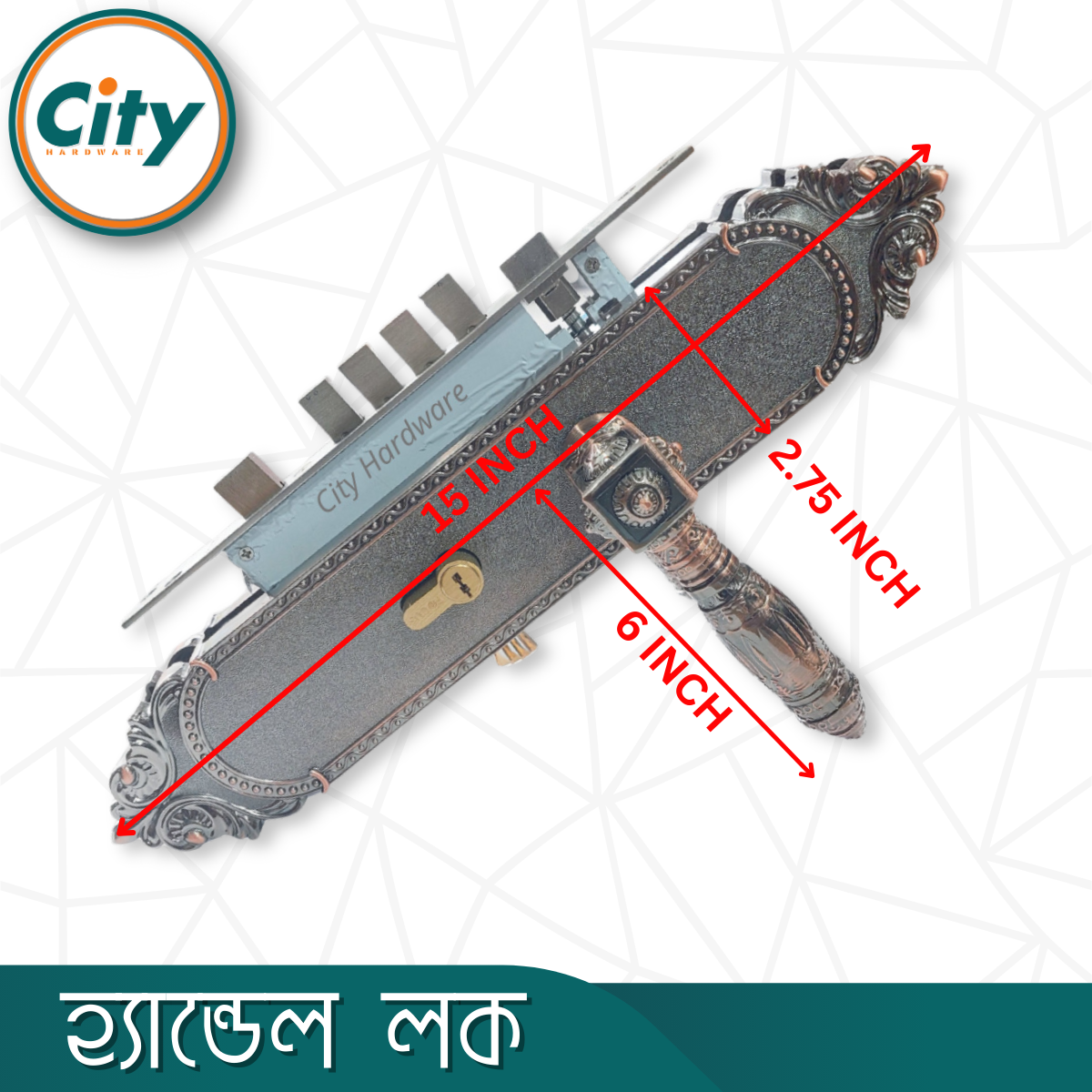 উচ্চ সুরক্ষার বড় আকারের হ্যান্ডেল লক অতিরিক্ত নব সহ প্রধান দরজার জন্য অ্যান্টিক রঙের দরজার লক Door Lock_img_5