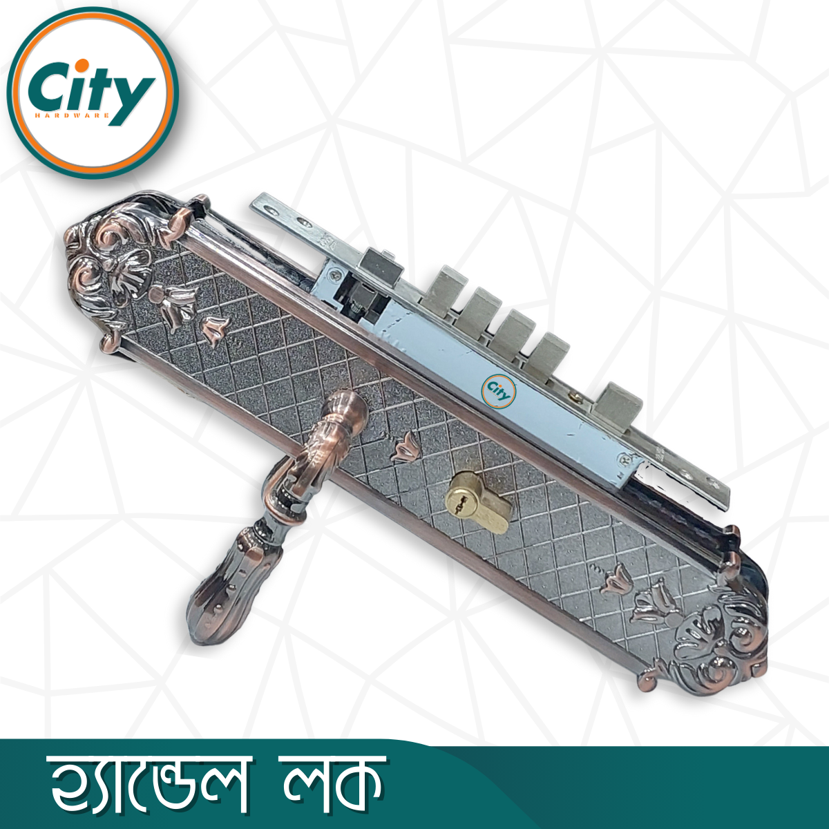 উচ্চ সুরক্ষার বড় আকারের হ্যান্ডেল লক অতিরিক্ত নব সহ প্রধান দরজার জন্য অ্যান্টিক রঙের দরজার লক Door Lock_img_2