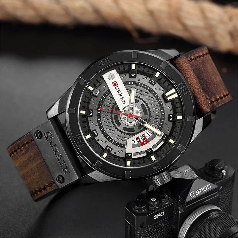 Curren Mens Sport Leather Band Strap Wristwatch 8301