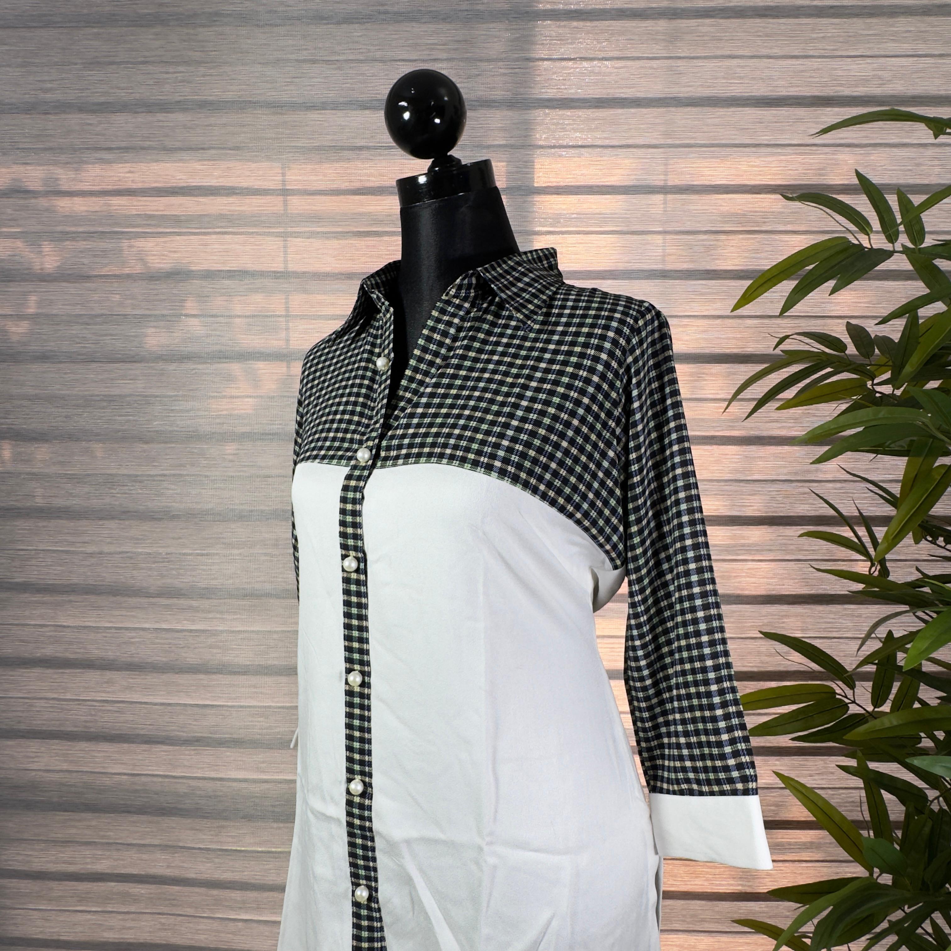 Chic Black & White Checkered Panel Cord Set - Image 1