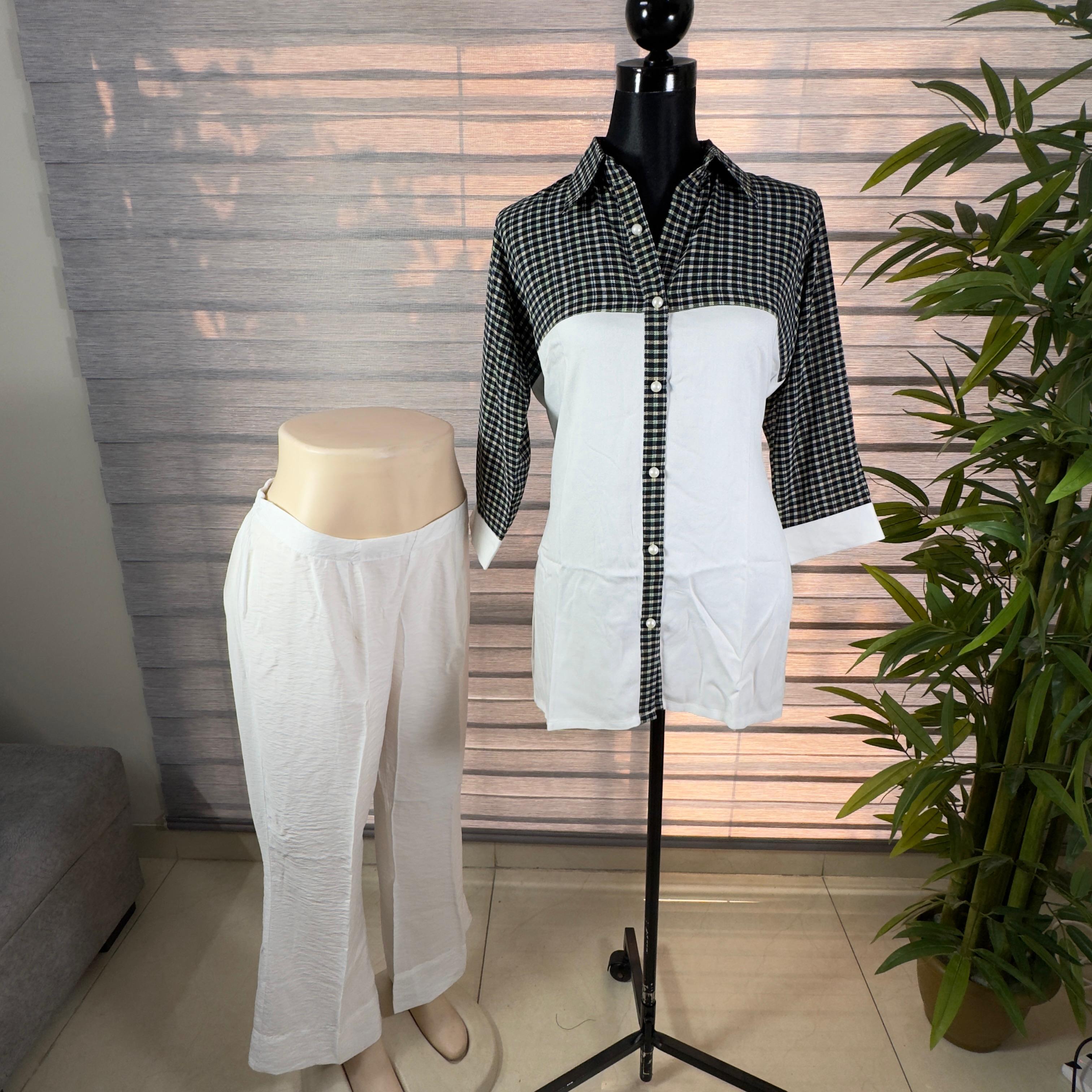 Chic Black & White Checkered Panel Cord Set - Image 4