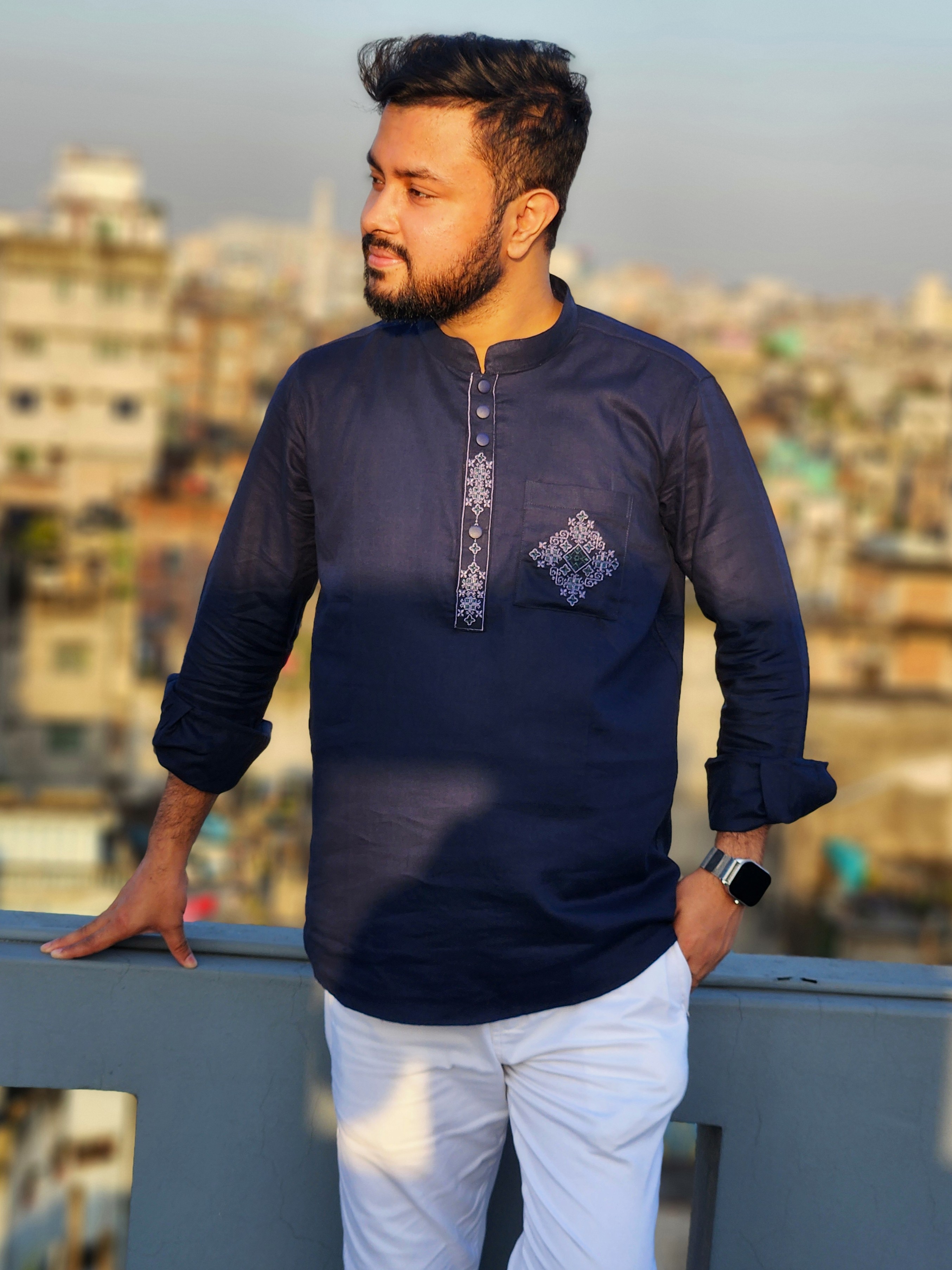 Elite pocket embroidered katua(nevy blue)_img_1