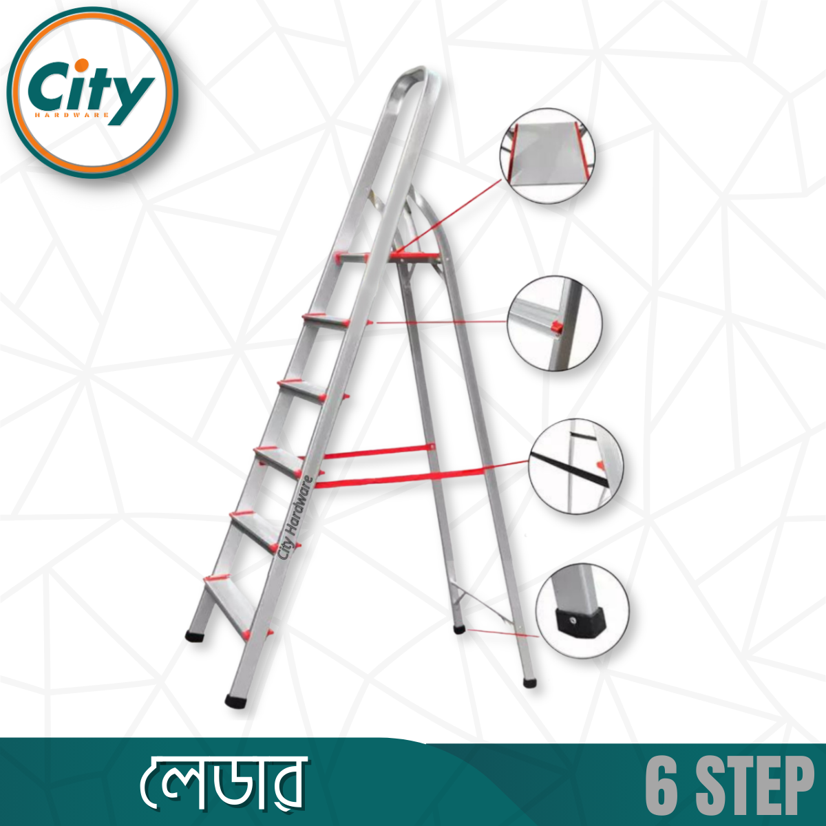 ৬ ধাপের মই হালকা ওজনের টেকসই অ্যালুমিনিয়াম ফোল্ডিং ল্যাডার_img_2
