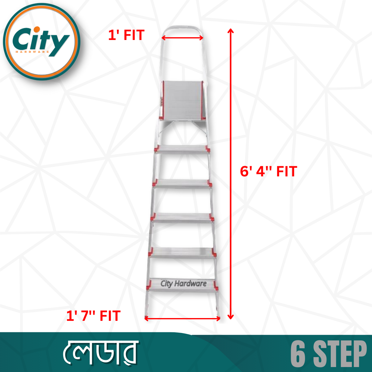 ৬ ধাপের মই হালকা ওজনের টেকসই অ্যালুমিনিয়াম ফোল্ডিং ল্যাডার_img_3