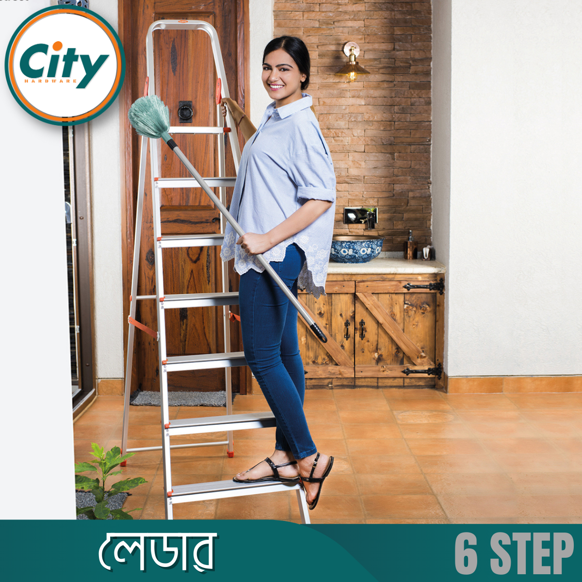 ৬ ধাপের মই হালকা ওজনের টেকসই অ্যালুমিনিয়াম ফোল্ডিং ল্যাডার_img_4