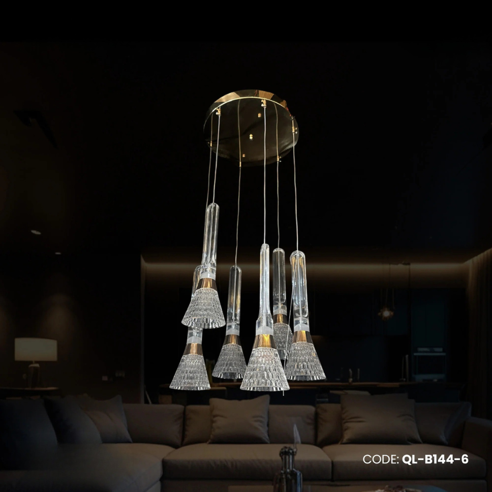 Qulik Modern Crystal Cascade Chandelier With Hanging Lights (QL-B144-6)