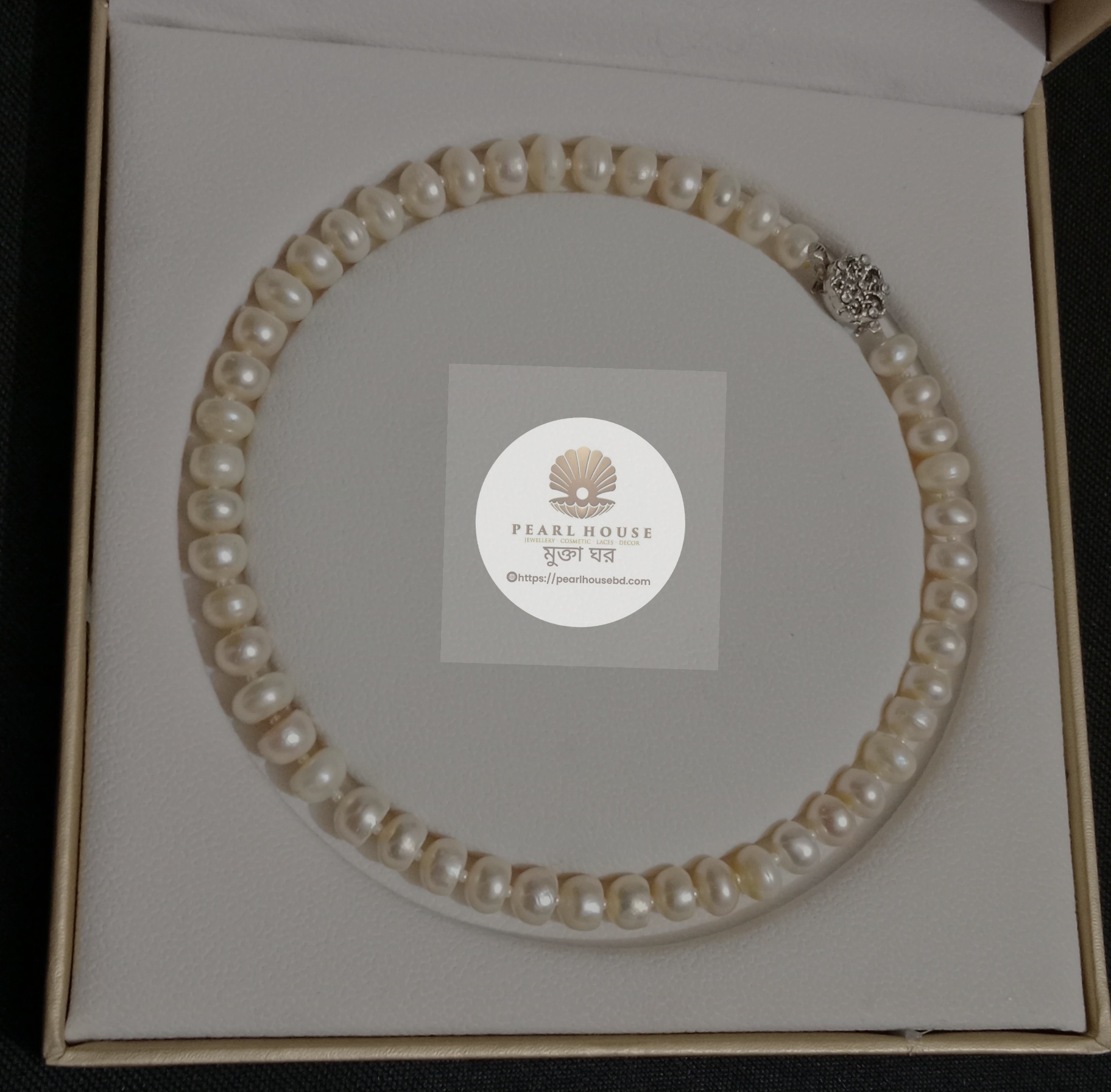 Button shape Pearl Necklace_img_0