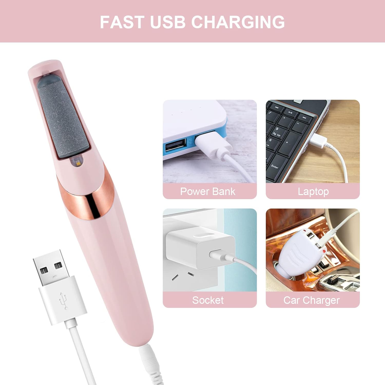 ACWOO Rechargeable Electric Callus Remover – 2-Speed Foot File with LED Light & Dual Roller Heads for Cracked Heels & Dead Skin_img_1