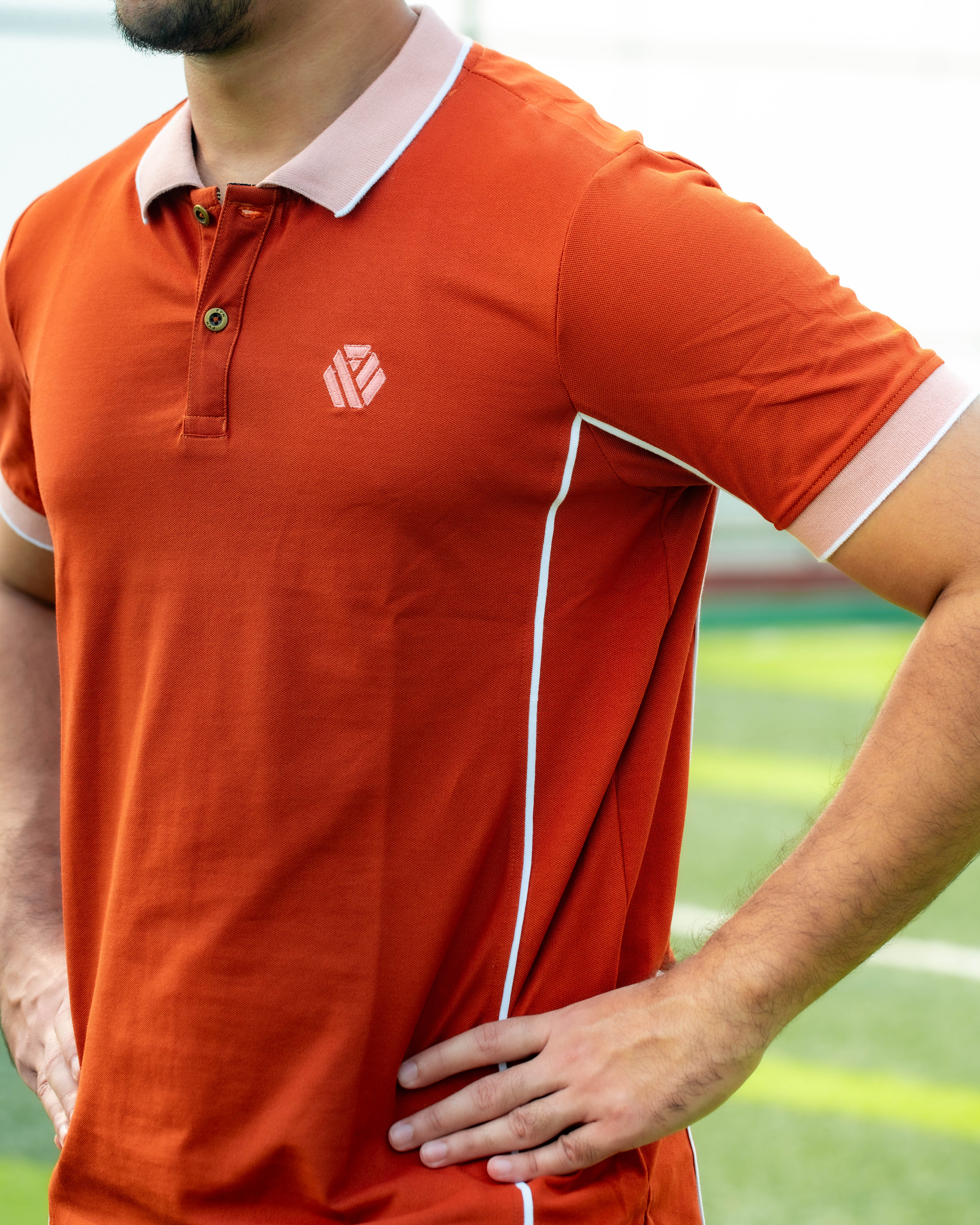 Premium Quality Piping Cut & Sew Design Pique Polo - Burnt orng_img_1