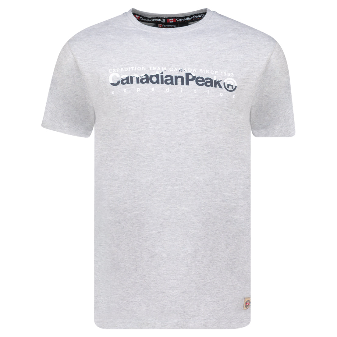 Canadian Peak JOPEAKEAK Homme - T-Shirt Col Rond avec Impressions et Drapeau Gris Clair