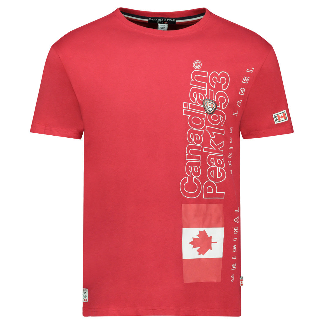 T-Shirt Col Rond avec Impressions et Drapeau Rouge