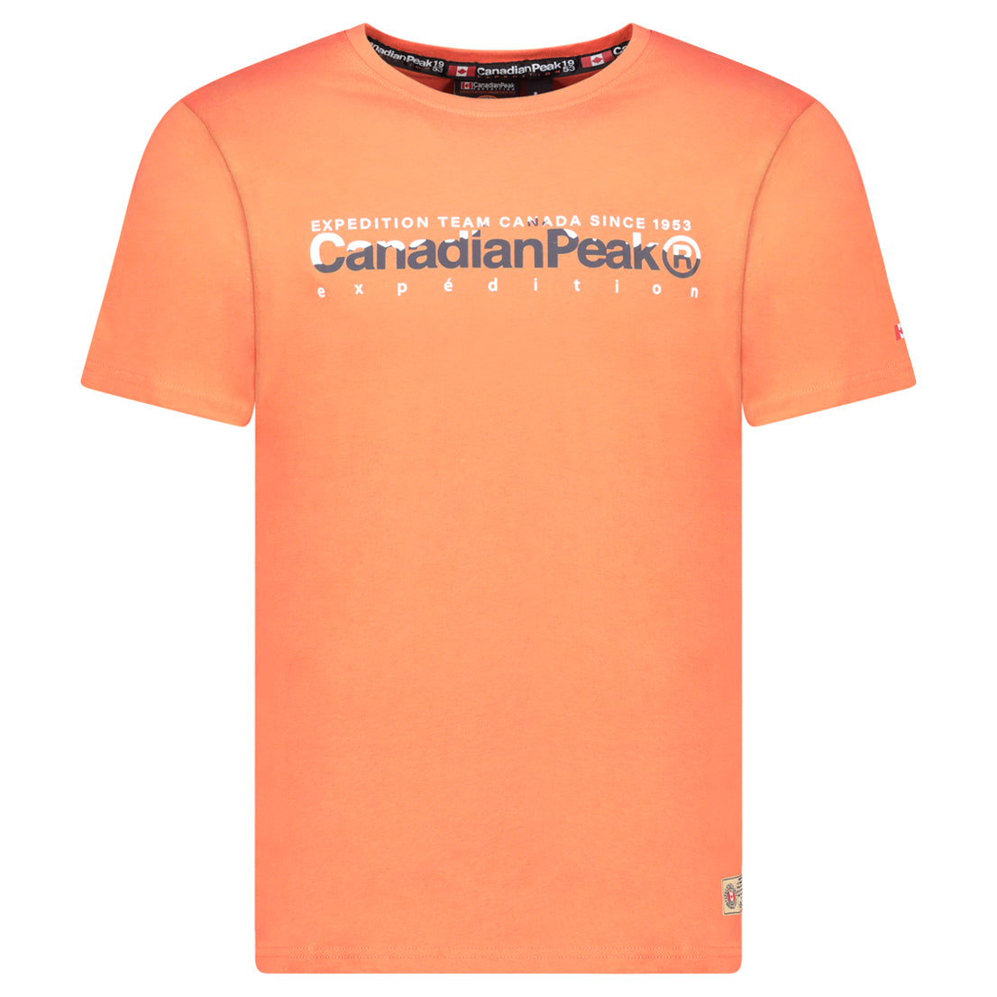 Canadian Peak JOPEAKEAK Homme - T-Shirt Col Rond avec Impressions et Drapeau Corail