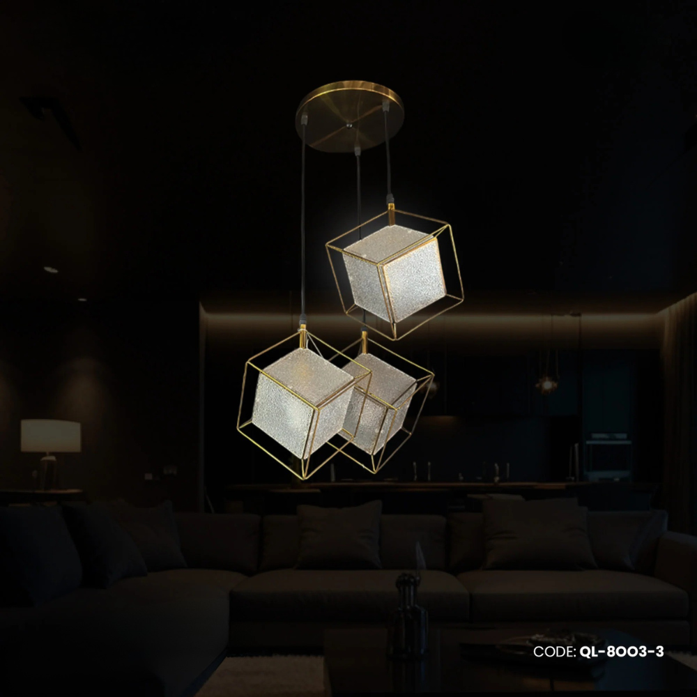 Qulik Modern Luminous Cubix Gold Hanging Lights (QL-8OO3-3)
