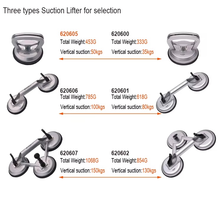 HARDEN 620607 Glass Holder, 3 Cups/Legs, 118mm in Dia, Triple Head Glass Suction Plate Glass Holder Triple Claw Suction Lifter Dent Puller Made of Aluminum Alloy; 620607_img_1
