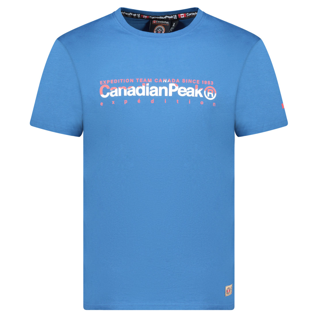 Canadian Peak JOPEAKEAK Homme - T-Shirt Col Rond avec Impressions et Drapeau Bleu