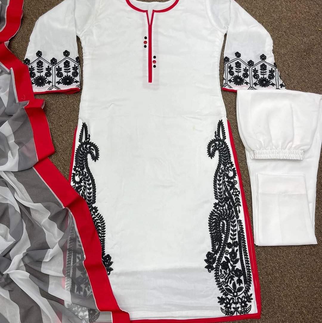 Cotton Embroidery Readymade Kurtis Salwar Kameez For Women thumbnail 3
