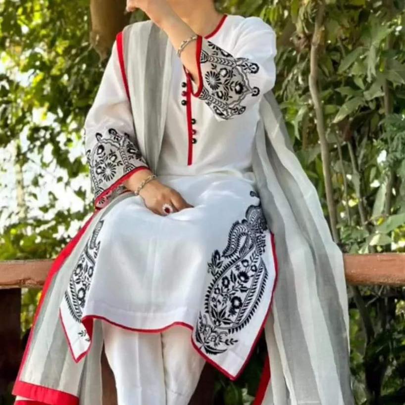 Cotton Embroidery Readymade Kurtis Salwar Kameez For Women thumbnail 4
