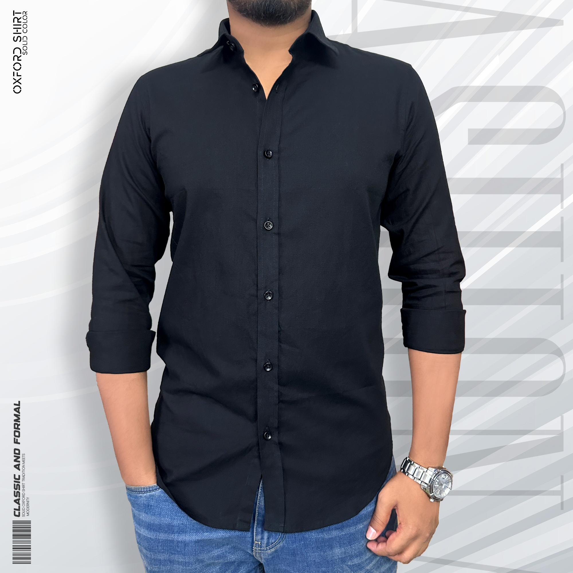 Signature Solid Black Oxford Shirt_img_0