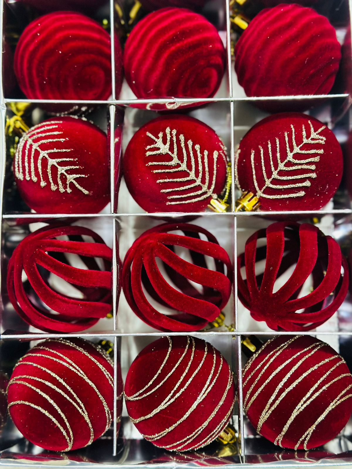 12pcs set of red Christmas ball ornaments