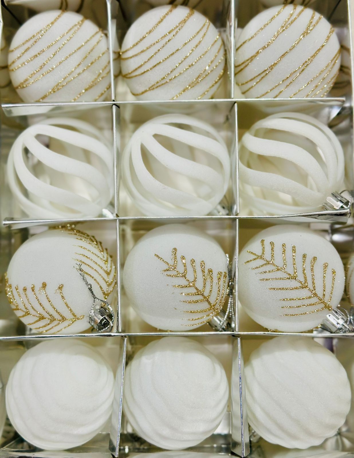 12pcs set white and silver Christmas ball ornaments